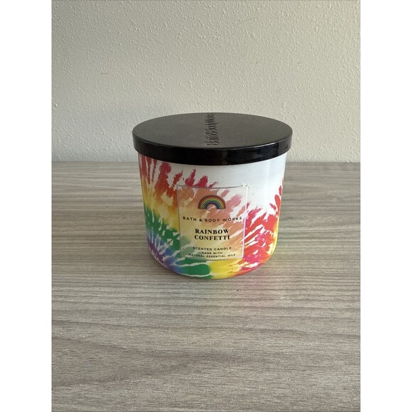 1 Bath & Body Works RAINBOW CONFETTI 3 Wick Large Scented Candles 14.5 oz - Picture 1 of 6
